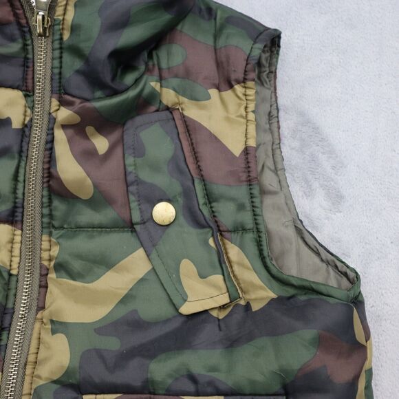 Pumpkin Vest Mens M Green Camo Full Zip Cargo Casual Outdoor Outfit - Picture 10 of 16
